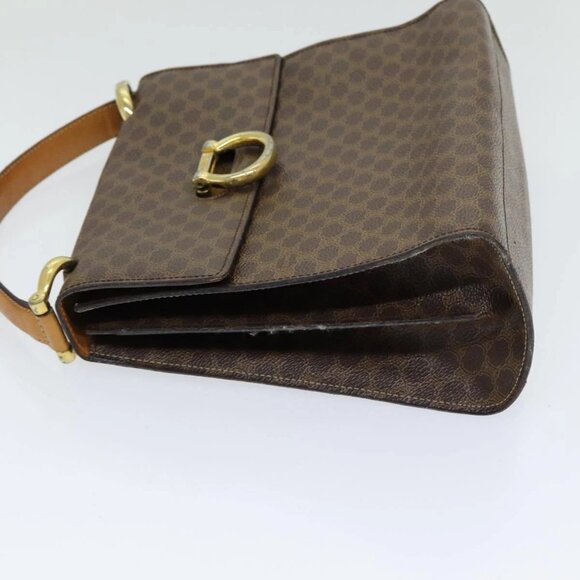 CELINE Macadam Canvas Hand Bag PVC Leather Brown Gold - Picture 4 of 16